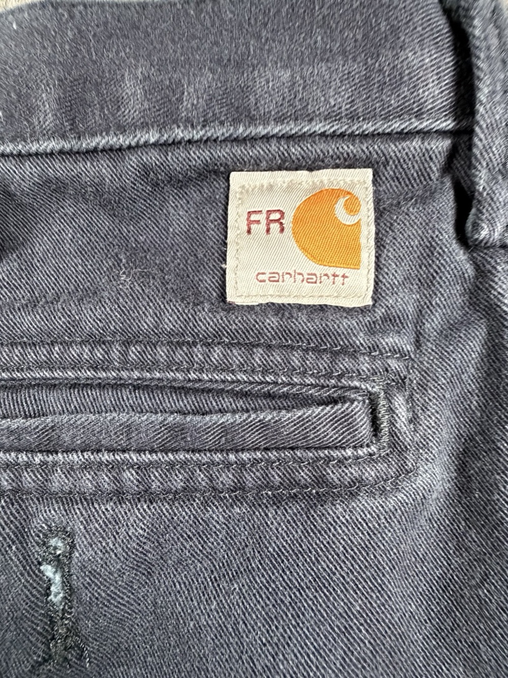 Carhartt FR Pants Mens 42x32 Navy Blue Flame Resistant Work Canvas 371-20 CAT 2